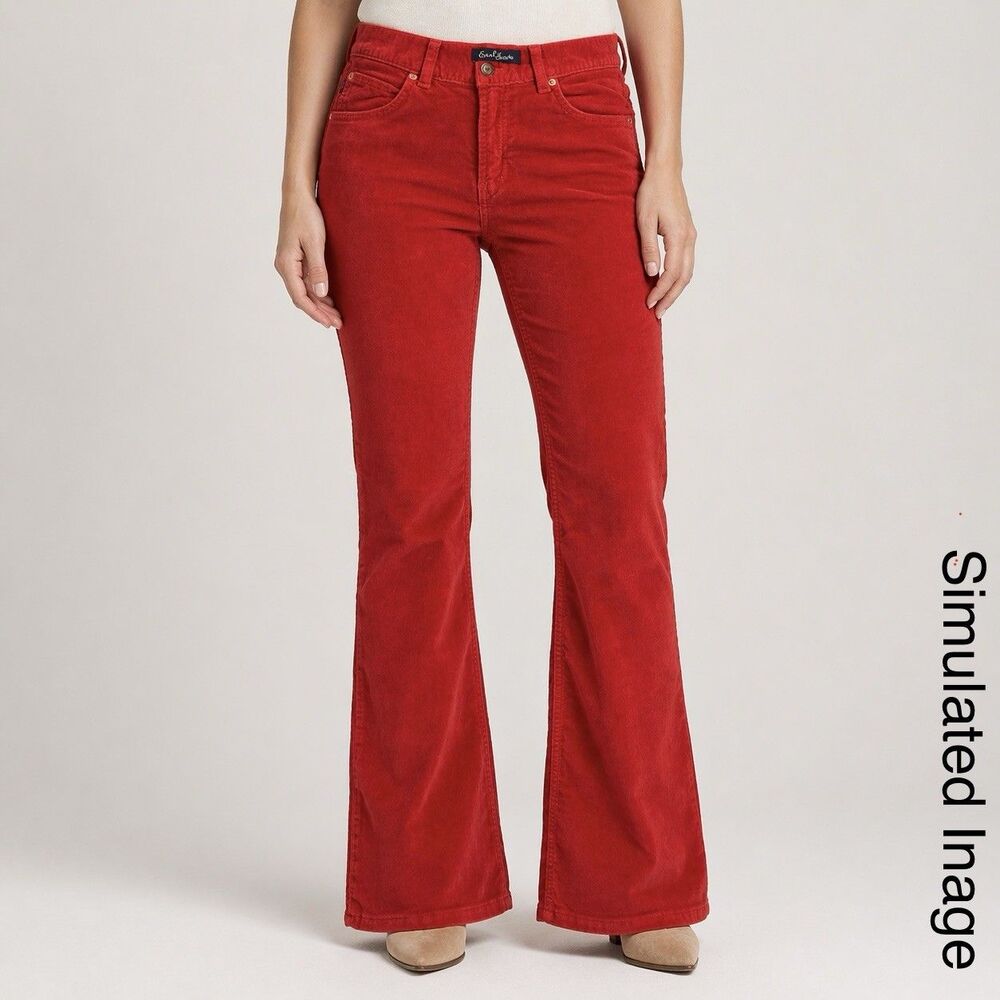 Earl Jean Womens 28 Red Corduroy Flare Pants Bootcut Y2K Made in USA